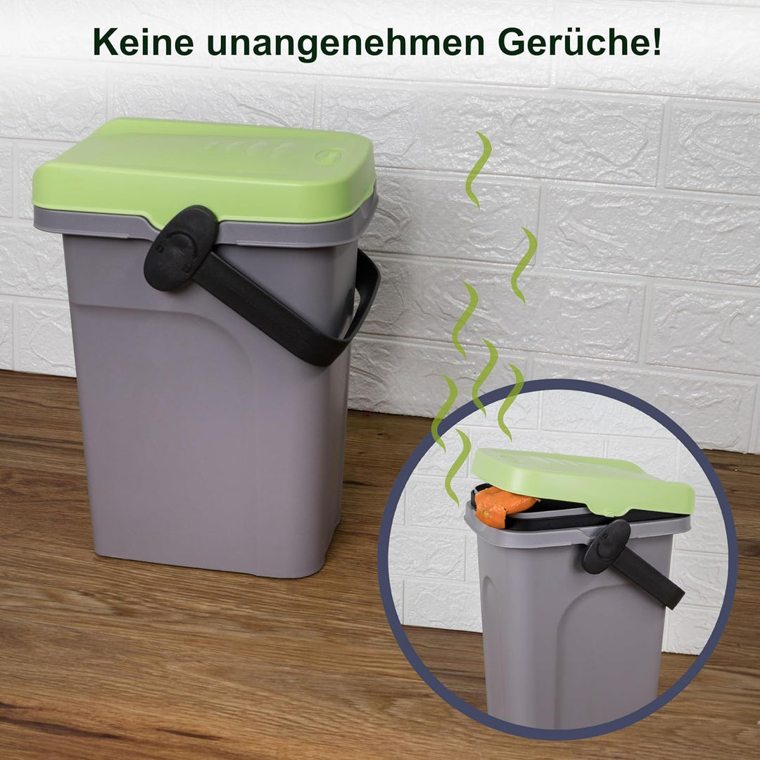 Abfalleimer 7 Liter Weiss 19x23x30,5cm - mit Gummidichtung im Deckel mit dem Henkel verschliessbar -