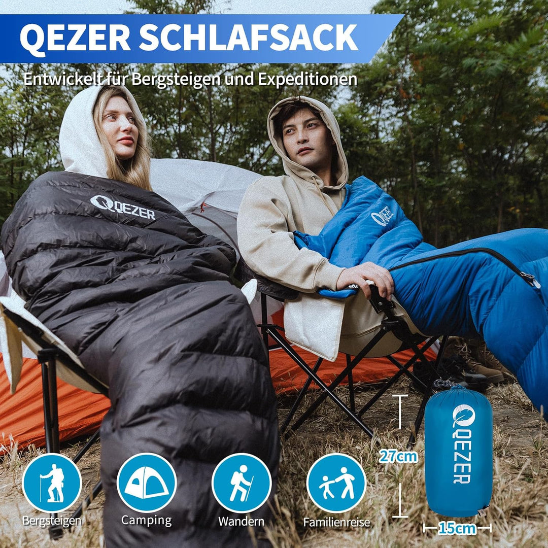 Daunenschlafsack, Schlafsack Ultraleicht, 600FP+ Premium Daunen, Geeignet für Winter/Sommer, geeigne