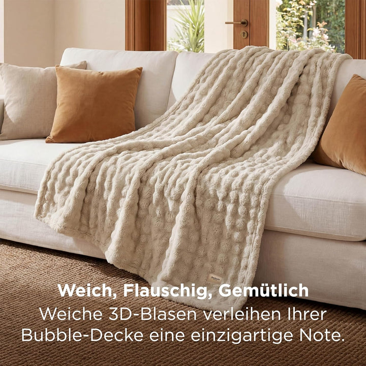 BEDSURE Kuscheldecke Flauschig Bubble Decke - Geschenke für Frauen Sofadecke, Wolldecke & Fleecedeck