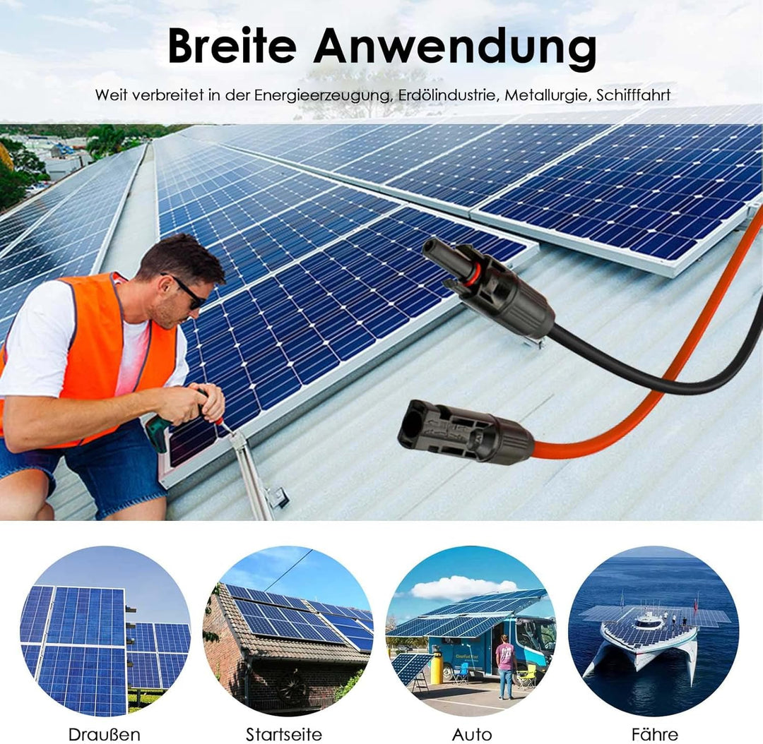Rhein Beleuchtung Solar Kabel, Solar Verlängerungskabel mit Solarpanel Buchse und Stecker, Solarpane