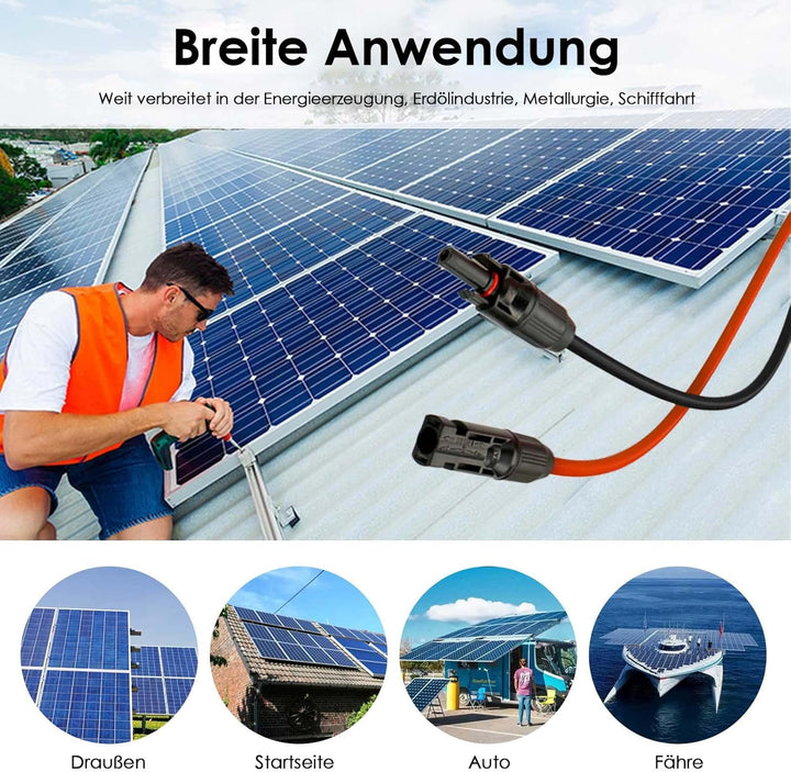 Rhein Beleuchtung Solar Kabel, Solar Verlängerungskabel mit Solarpanel Buchse und Stecker, Solarpane