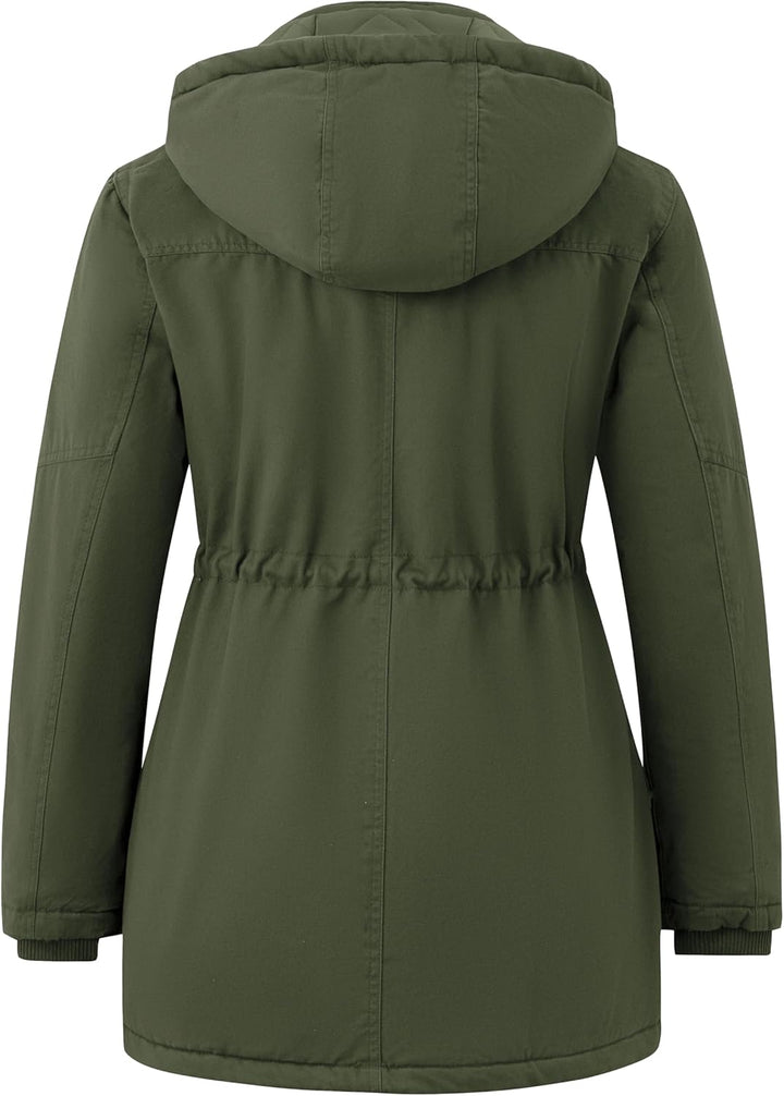 Wantdo Damen Klassische Baumwoll Jacke Warmer Fleece Mantel Winter Outdoor Parka Jacke Mittellanger