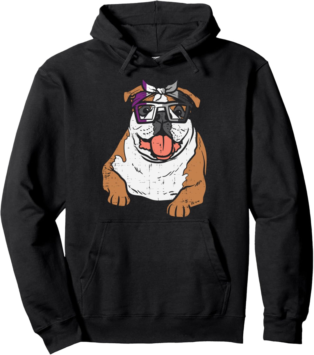 English Bulldog Bandana LGBTQ Asexual Flag Ace Pride Ally Pullover Hoodie