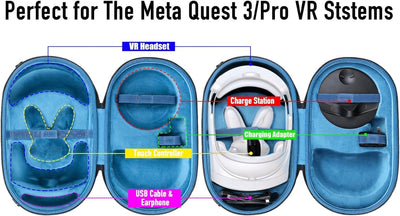 Aenllosi Hart Tasche Hülle für Meta Quest Pro/Meta Quest 3 All-In-One VR Headset, nur Tasche (schwar