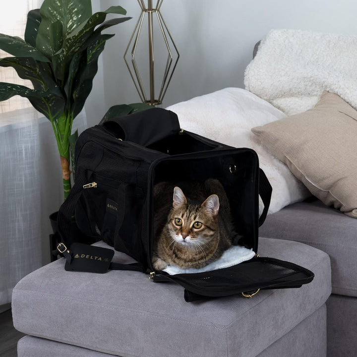 Sherpa Tragetasche für Haustiere, Schwarz L 43 x B 28 x H 27 cm Delta Airlines Transportbox für Haus
