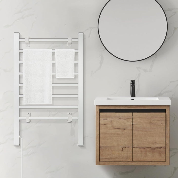 Todeco Handtuchheizkörper Elektrisch ohne Boren, 135W Badheizkörper mit Timer, Handtuchtrockner Elek