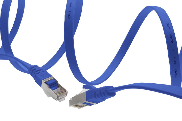 5m - blau - 10 Stück Cat7 Flachkabel Netzwerkkabel Cat 7 Rohkabel Gigabit Lan (10Gbit/s) Flachbandka