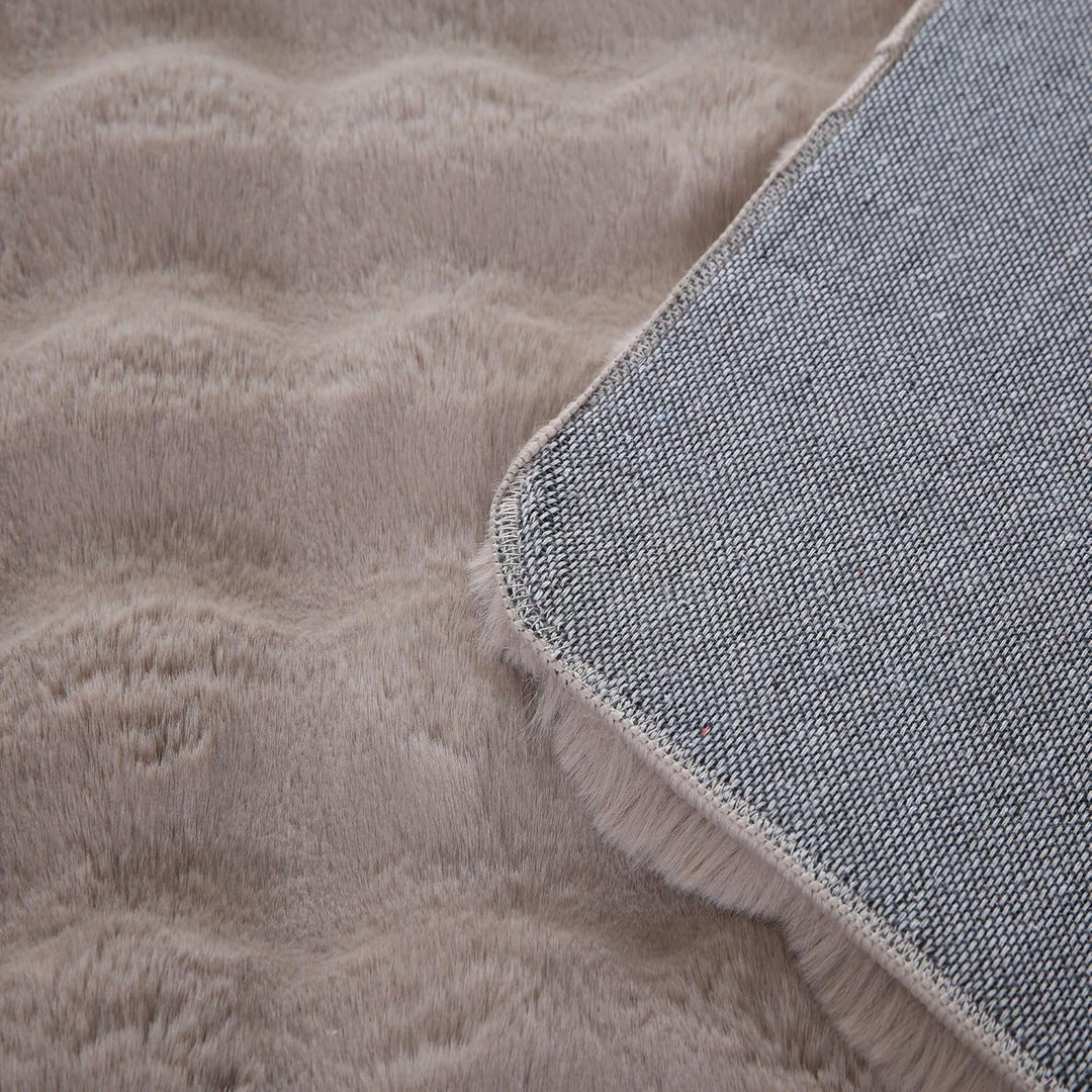 Carpetsale24 Teppich Wohnzimmer Moderne Einfarbig 3D Hoch-Tief Struktur Design Beige 80x250 cm - Hoc