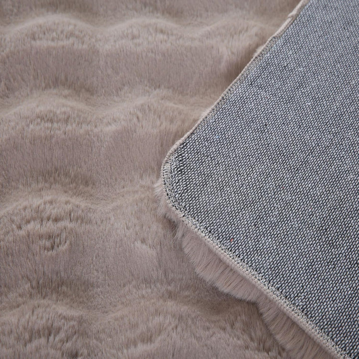 Carpetsale24 Teppich Wohnzimmer Moderne Einfarbig 3D Hoch-Tief Struktur Design Beige 80x250 cm - Hoc