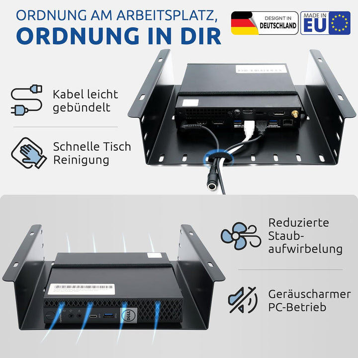 Untertischhalterung für Mini PC, Laptop, KVM, NUC, Thin Clients, Mac Mini, Untertisch Ablage Ordnung