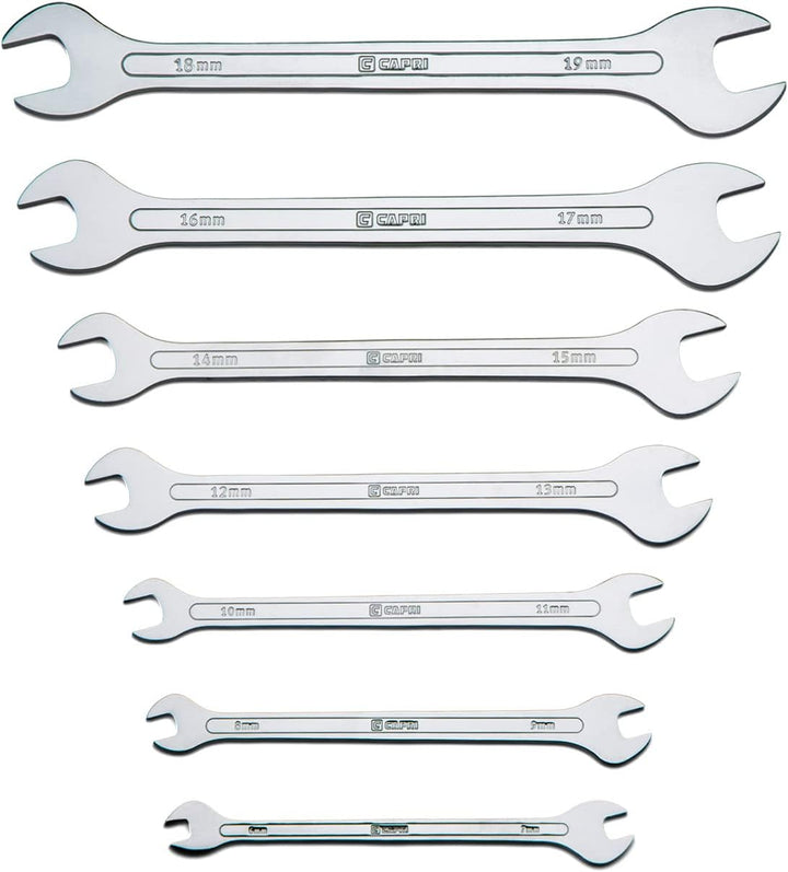 Capri Tools Superdünner Maulschlüssel-Satz, metrisch, 6 bis 19 mm, 7-teilig Metric Set, Metric Set