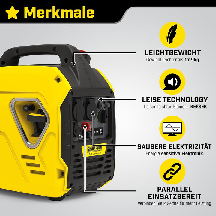 Champion Power Equipment Stromerzeuger The Mighty Atom (2200 W Inverter, nur Benzin, 58 dBA – 7 m En