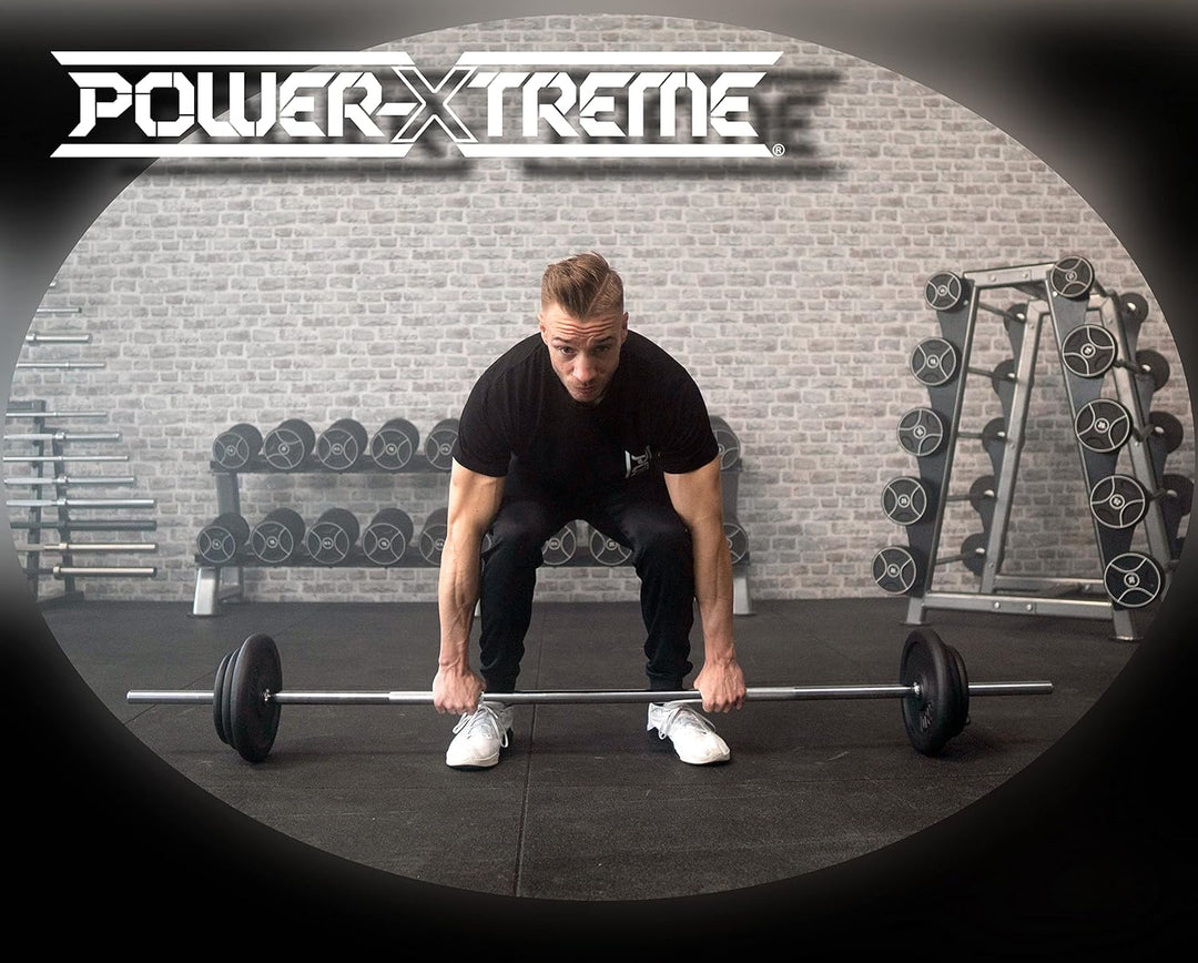 POWER-XTREME Langhantelstange | Hantelstange | 200cm | 30mm | mit Federverschlüssen | glatte Aufnahm
