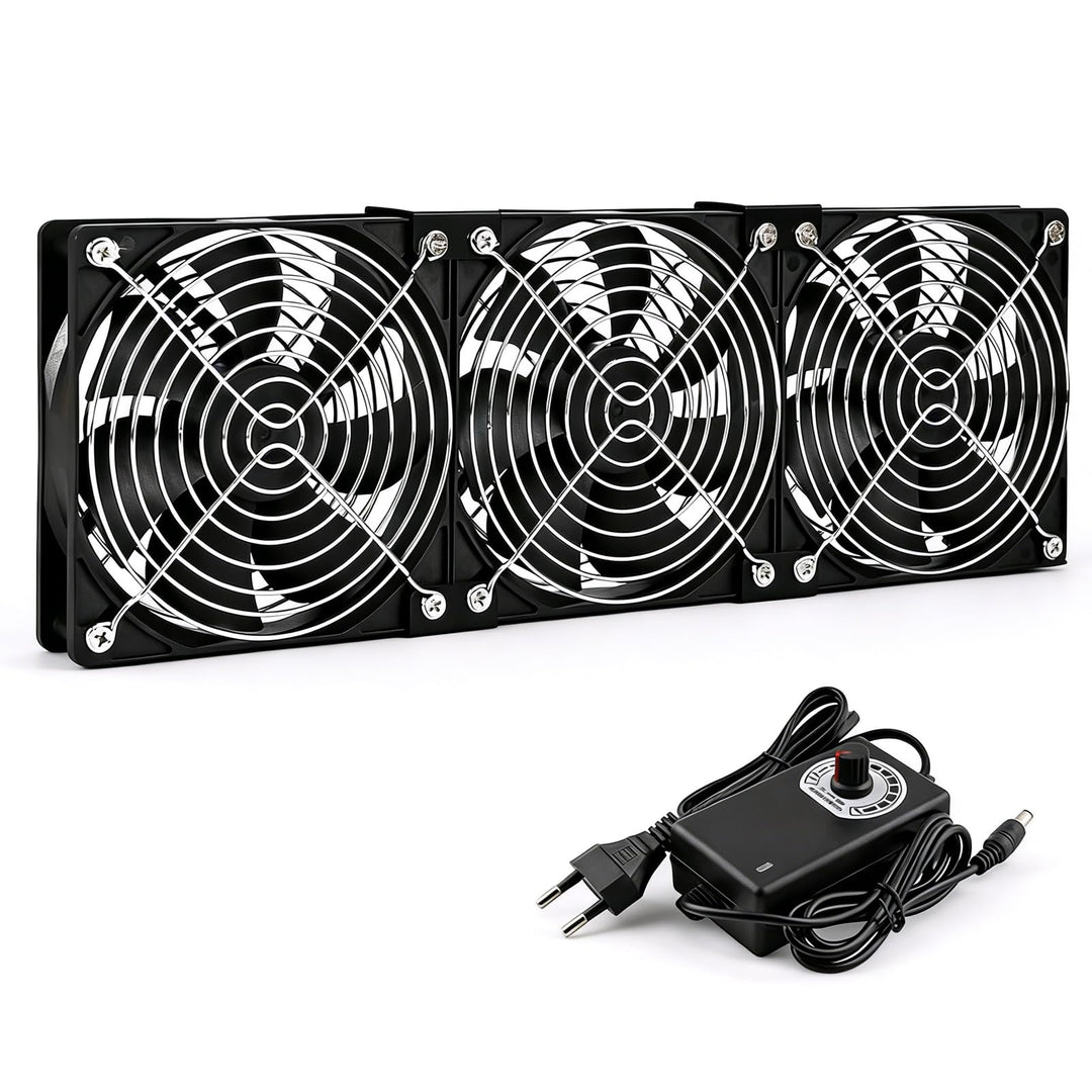 Lüfter, 120mm Gehäuselüfter 230V mit Drehzahlregler und Netzstecker Gehäuse Lüfter 3000 U/min Kühler