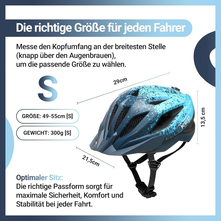KED Street Jr. Pro Kinder Fahrrad Helm matt blau 2023 S (49-55cm), S (49-55cm)