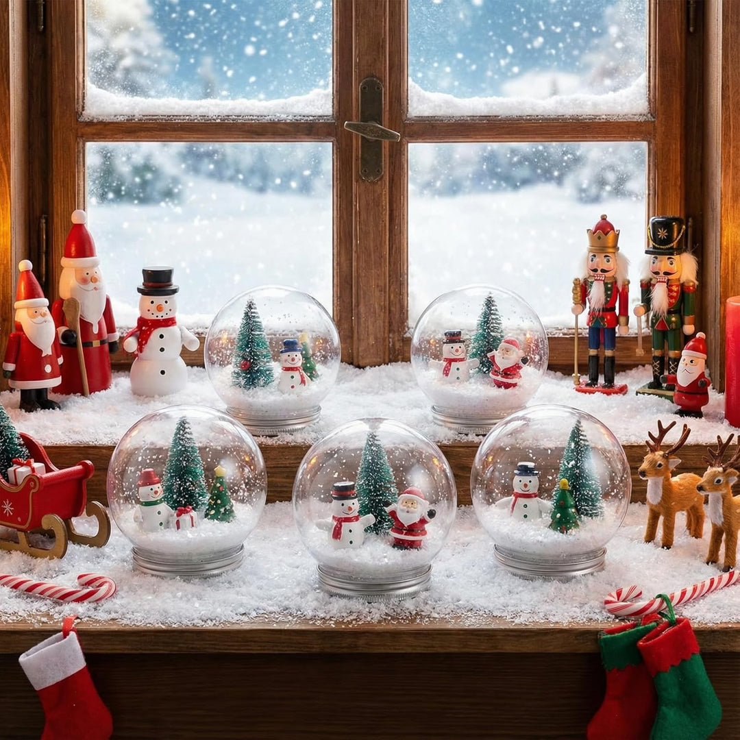 6 Stück Schneekugel Mit Schraubverschluss,150 ML Schneekugel Selber Machen Weihnachten DIY Bastelset