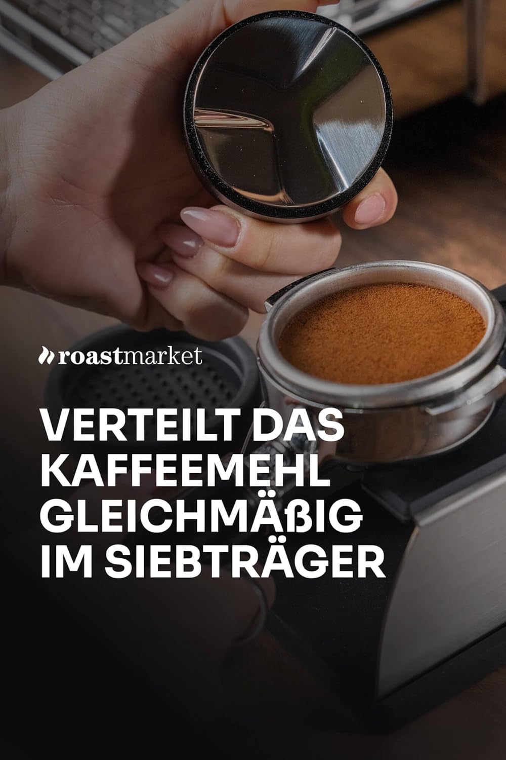 roastmarket Espresso Leveler 58mm | Höhenverstellbarer Kaffeeverteiler aus Edelstahl | Barista Zubeh