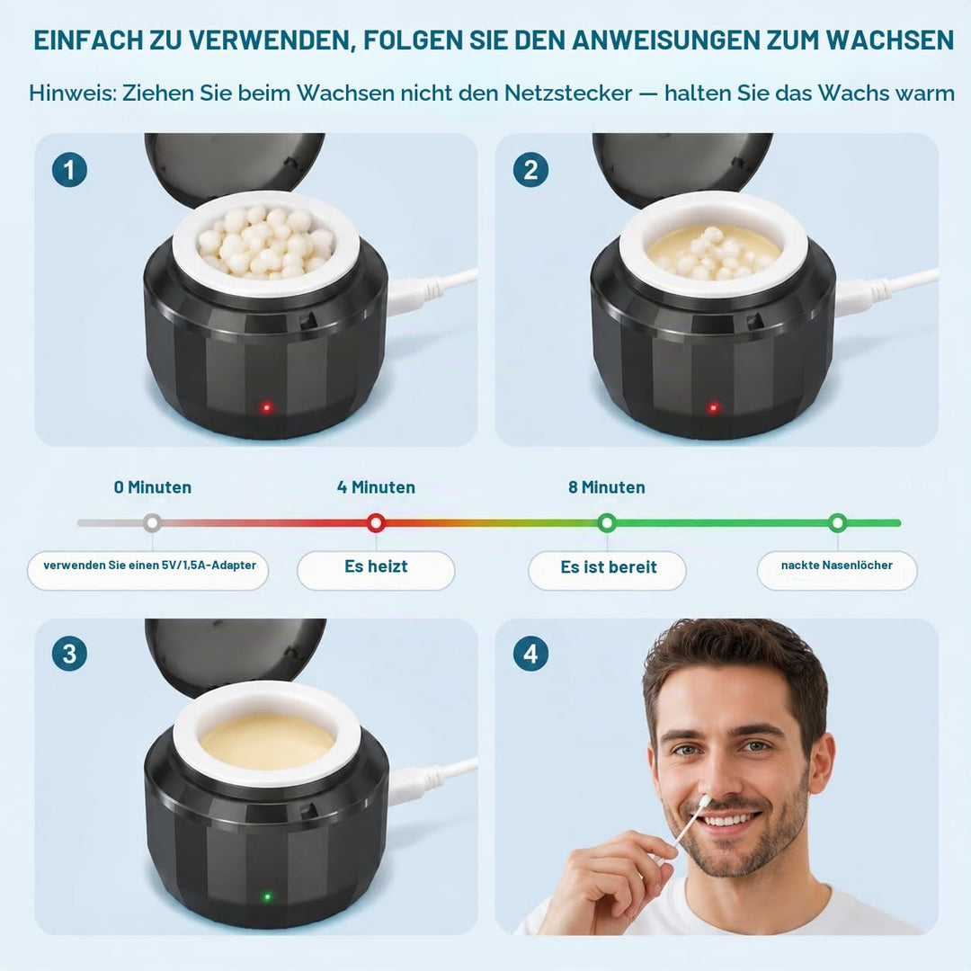 Nase Waxing set, Nasenhaar Wachs, Männer Nasenwachs Haarentfernung Set mit Mini Wax Maschine,USB-Sch