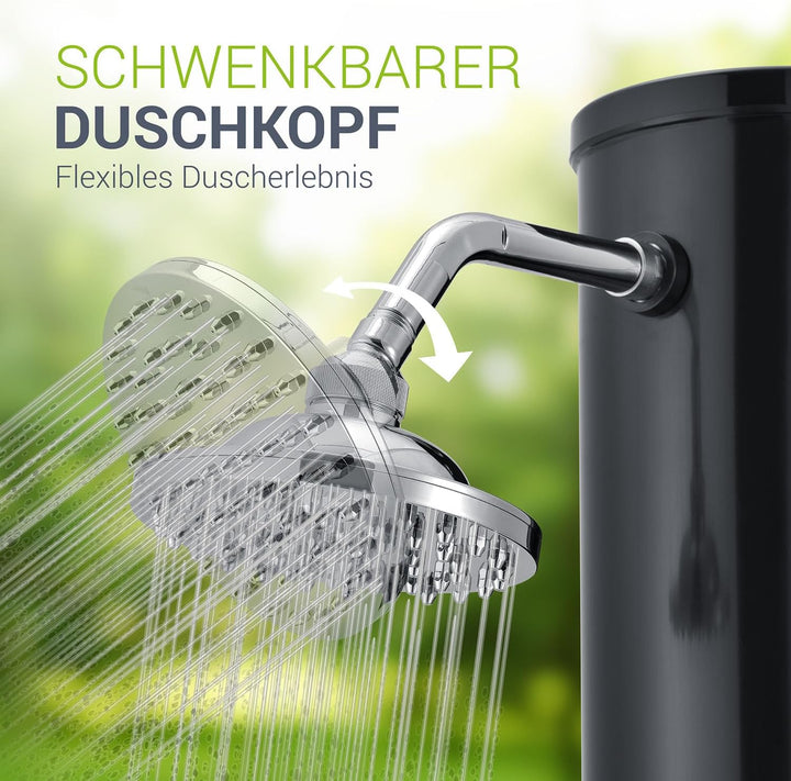 Juskys Solardusche Victoria 20/35 Liter – max. 60 °C ohne Stromanschluss – schwenkbarer Duschkopf &