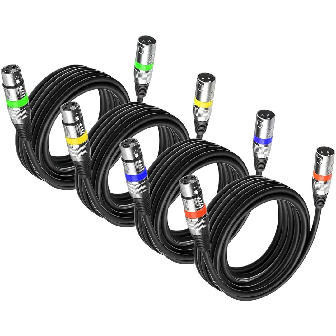 4Pack Dmx Kabel 5m 3 Pin Dmx Cables XLR Kabel 4er Set, Microfon Kabel XLR Dmx Buchse Stecker 3 Polig