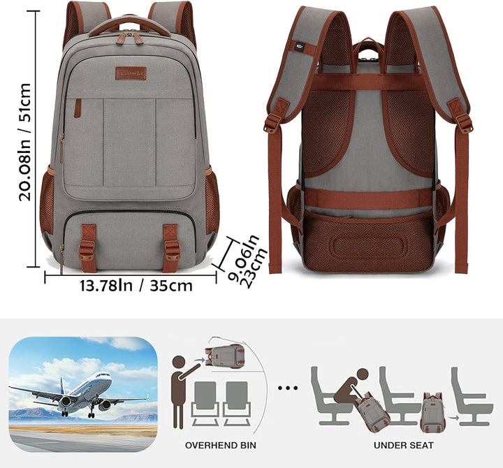 Tzowla Canvas Laptop Rucksack aus Segeltuch,Reise Backpack Tasche Herren und Damen,Arbeit Reiserucks