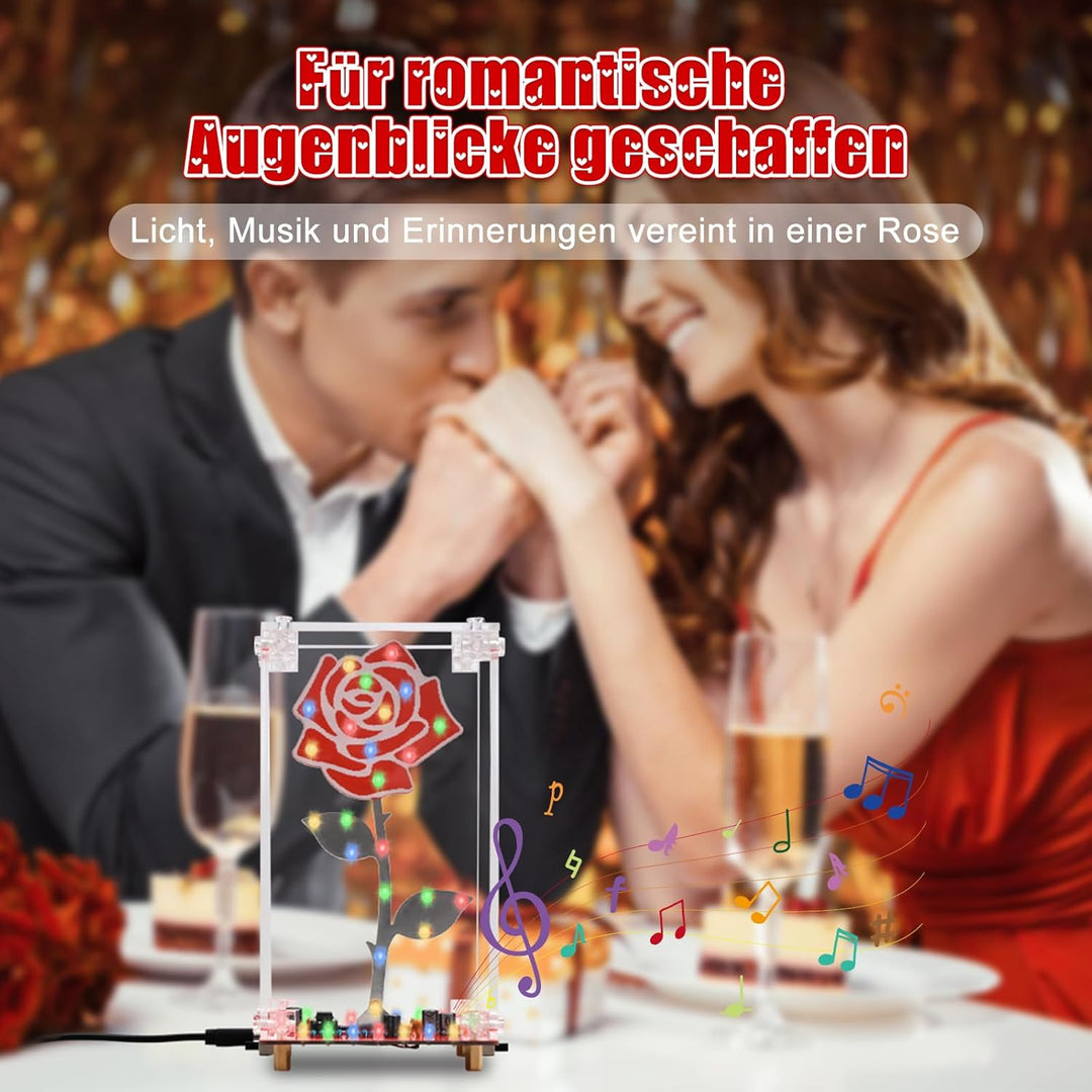 DIY Rosenblumen LED Lötbausatz mit Acrylgehäuse, BANRIA Bunte Blinklichter und integrierte Musik, Ne