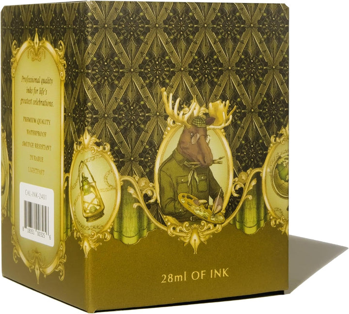 Ferris Wheel Press Calligraphy Ink | Moss green with gold shimmer | 28ml, Moss green with gold shimm