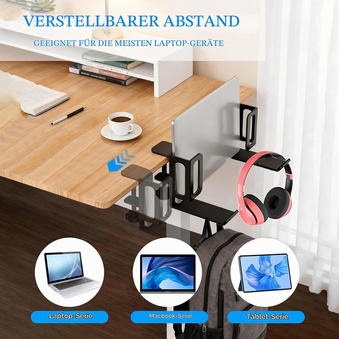 2 Stück Seitlich Aufhängbarer Laptop Organizer am Schreibtisch, Verstellbare Schreibtisch Seitenaufb