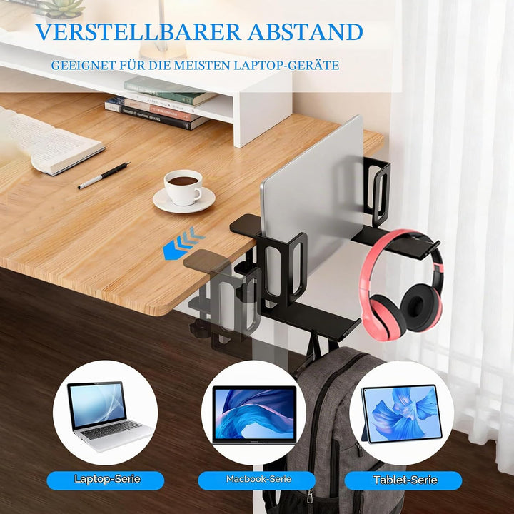 2 Stück Seitlich Aufhängbarer Laptop Organizer am Schreibtisch, Verstellbare Schreibtisch Seitenaufb