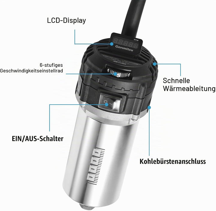 Genmitsu 710W CNC-Kompaktfräse, 65 mm Durchmesser, Spindelmotor mit LCD-Digitalanzeige, 6 einstellba