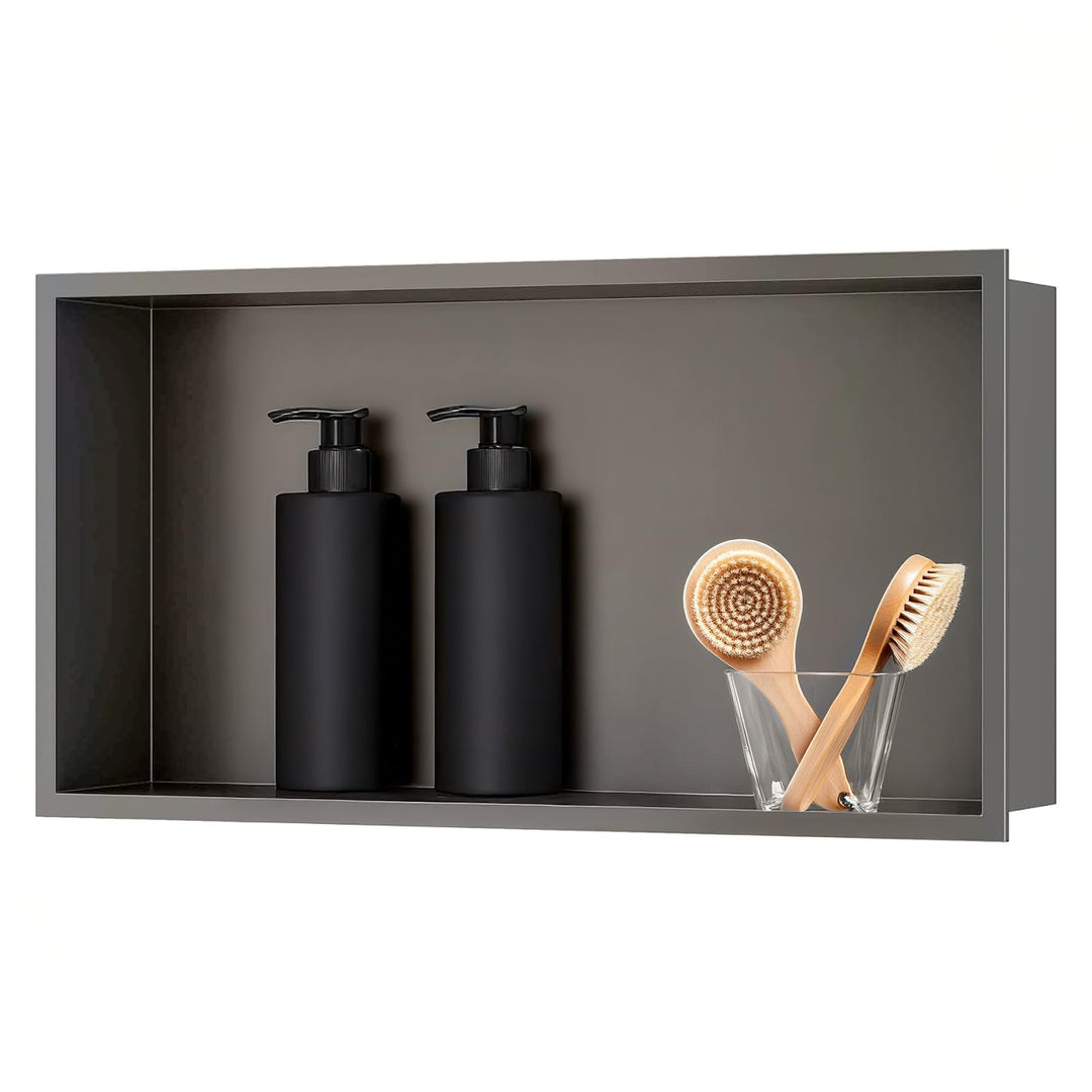 Wandnische Dusche,Wandnische Dusche Edelstahl,Nische Ohne Regal,Duschnische 30 * 60 * 10CM,Grau 30×6