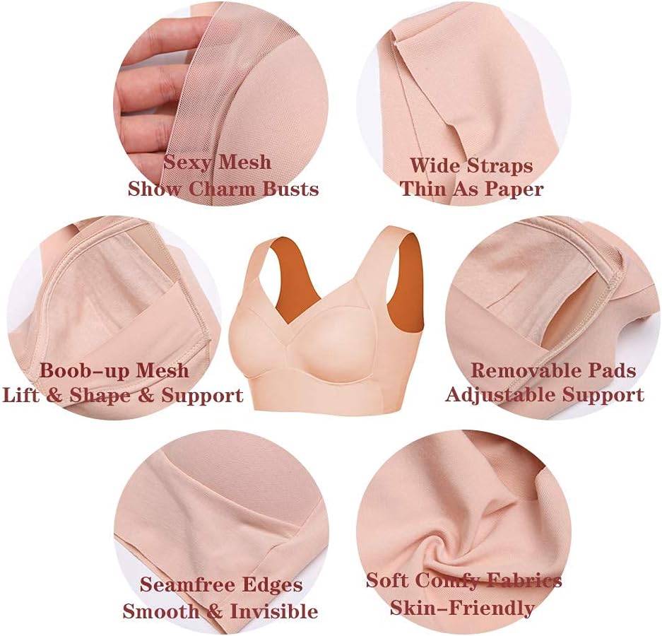 WOWENY BH Damen Ohne Bügel Schlaf Bustier Tops Spitze Bralette Bügelloser Klassischer T Shirt BH Sch