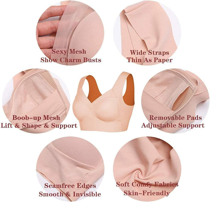 WOWENY BH Damen Ohne Bügel Schlaf Bustier Tops Spitze Bralette Bügelloser Klassischer T Shirt BH Sch