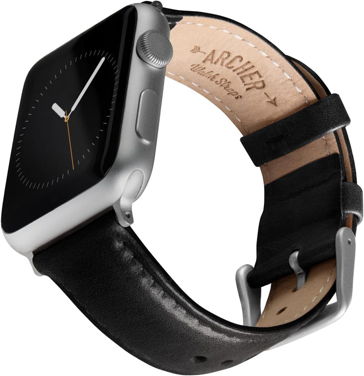 Archer Watch Straps - Uhrenarmbänder aus Hochwertigem Genarbtem Leder für Apple Watch Schwarz/abgest