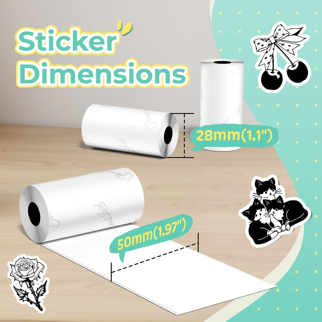 Phomemo Printable Sticker Paper White Direktthermopapier selbstklebend 53 x 30 mm für Phomemo M02/M0