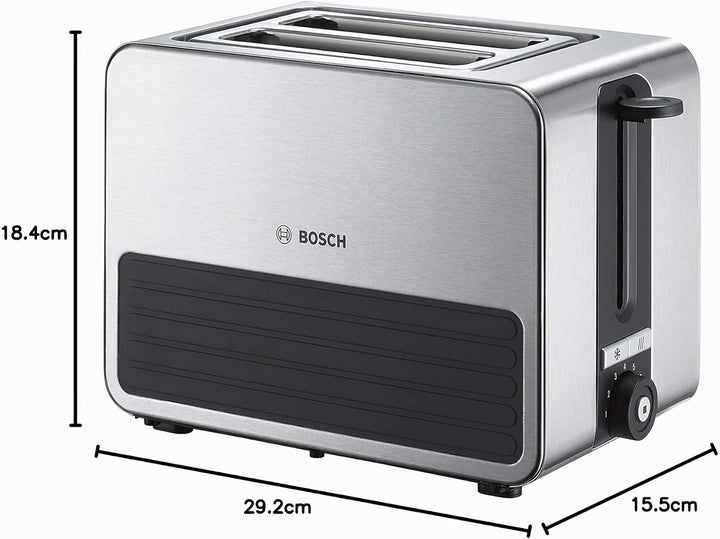 Bosch Kompakt Toaster TAT7S25, integrierter Edelstahl-Brötchenaufsatz, mit Abschaltautomatik, mit Au