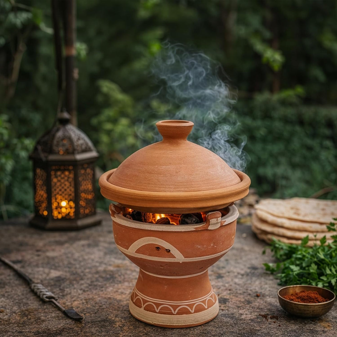 Casa Moro Marokkanische Holzkohle Stövchen Majmar Ø 30 x Höhe 25cm für Tajines Böden Ø 24-27cm | Kun