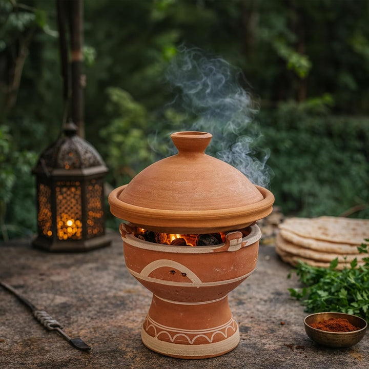 Casa Moro Marokkanische Holzkohle Stövchen Majmar Ø 30 x Höhe 25cm für Tajines Böden Ø 24-27cm | Kun