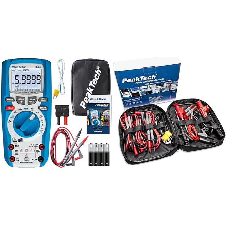 PeakTech 3441 – True RMS Digital Multimeter- CAT III 1000V, Blau & Peak Tech P 8200 – Messzubehör Se