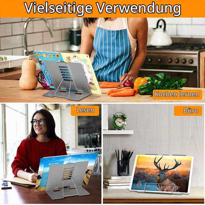 2 Stück Leseständer Metall, Leseständer Kochbuchhalter 6 Stufen Verstellbar Kochbuchhalter Bücherstä