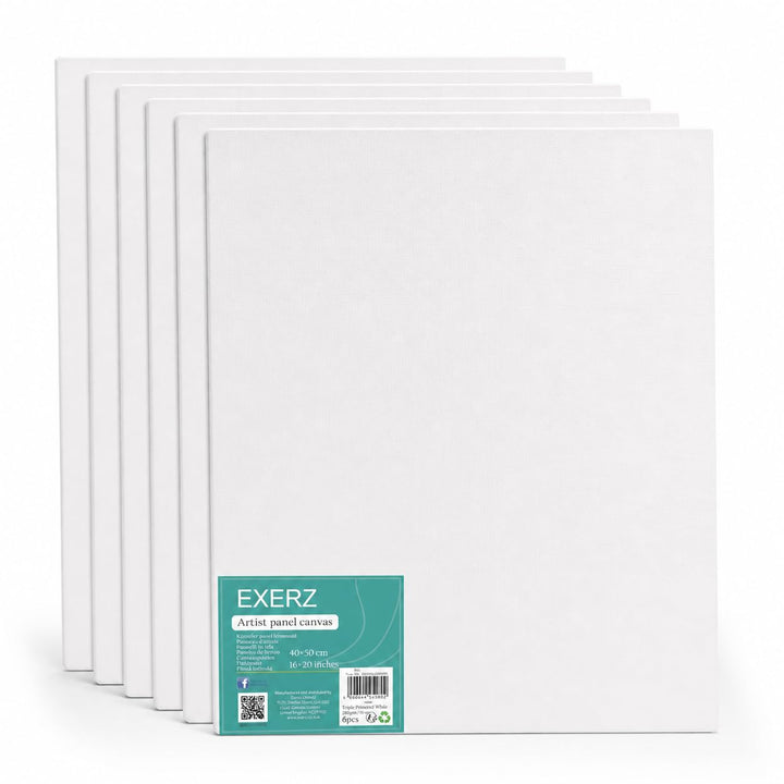 EXERZ 40x50cm Malkarton/Leinwand-Panele 6 Stück 0.3cm dick/Kunstleinwandtafel / 280GSM/ Vorgespannt