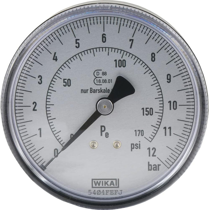 Fittingteile - Manometer für Reifenfüller 0 bis 12 bar (R 1/4") 80 mm Waagerecht Druckluft WIKA (Gew
