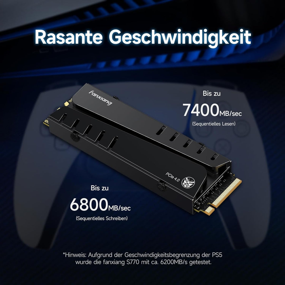 fanxiang S770 2TB PCIe 4.0 NVMe SSD M.2 2280 interne Solid State Drive, mit konfiguriertem DRAM Cach