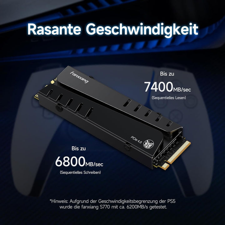 fanxiang S770 2TB PCIe 4.0 NVMe SSD M.2 2280 interne Solid State Drive, mit konfiguriertem DRAM Cach