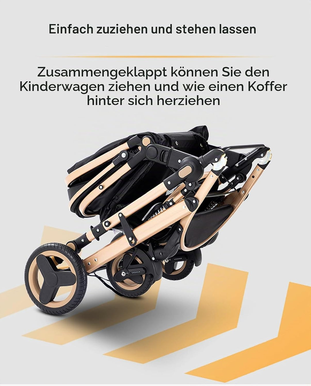 GLOKID Kinderwagen 3 in 1,Reisesysteme, Buggy mit Umkehrbarem Zwei-Wege-Schub,Babywanne Buggy&amp;Sports