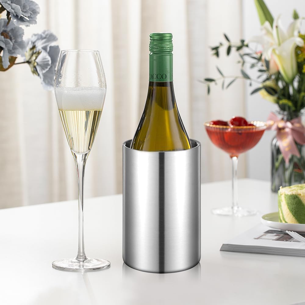Flaschenkühler für Wein, Champagner und Sekt Flaschen, Doppelwandiger Edelstahl Sektkühler Weinkühle