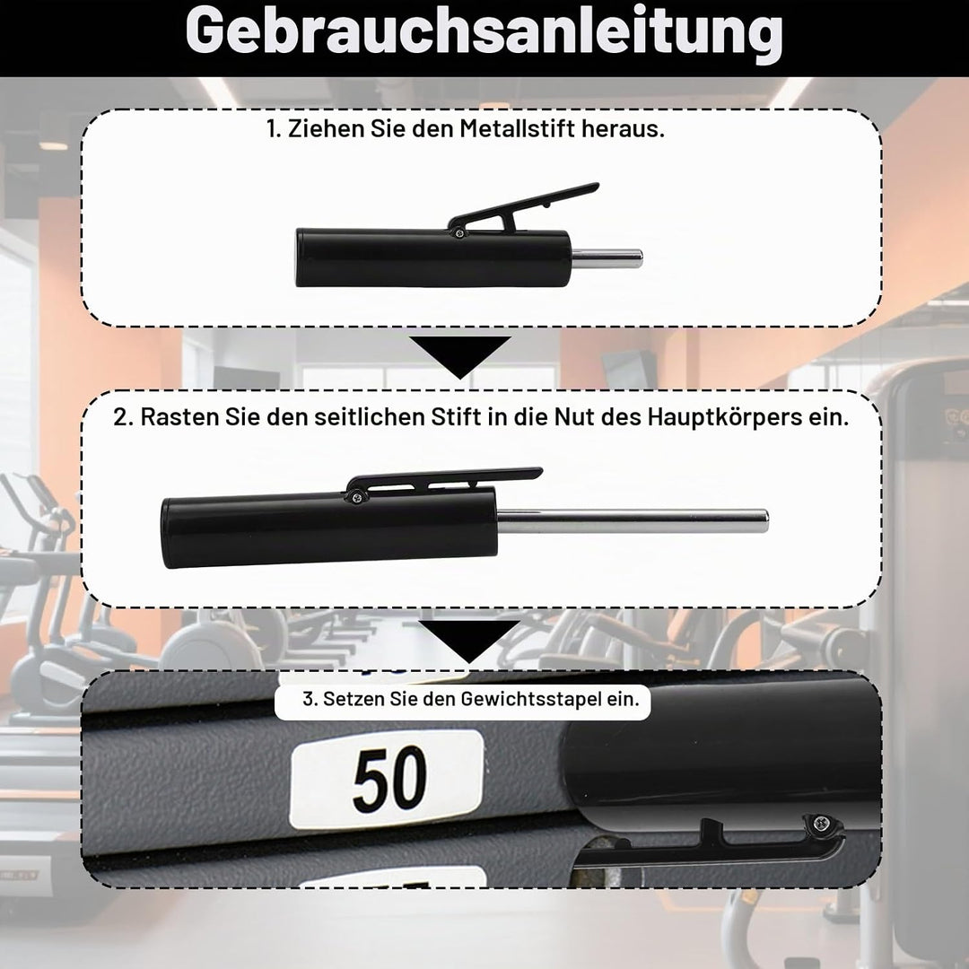 2 Gewichtsstapelstifte, Durchmesser Schwarze Drop Set Stifte für Fitnessstudio Trainingsgeräteaufsät