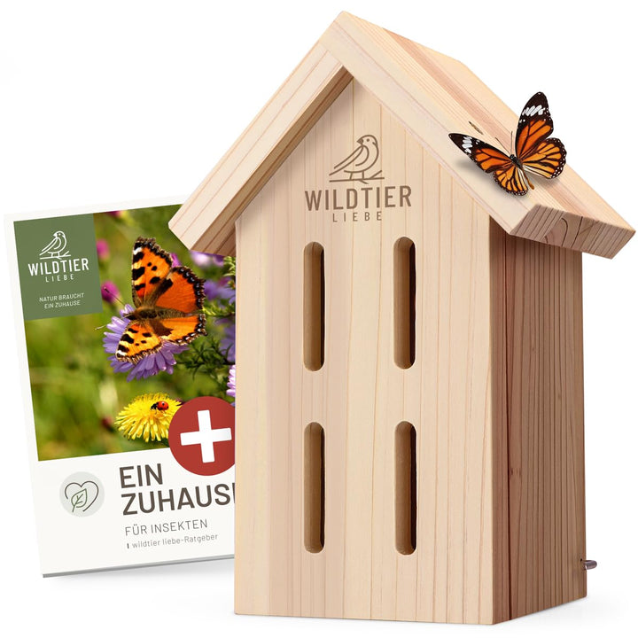 wildtier liebe Schmetterlingshaus - Wetterfest &amp; Unbehandelt aus Massiv-Holz I Insektenhotel Schmett