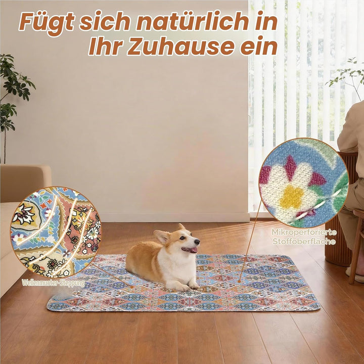 Gimars 2er Set 50 x 60 cm Welpenunterlagen Waschbar im Boho-Design, Wiederverwendbare Hundematte für