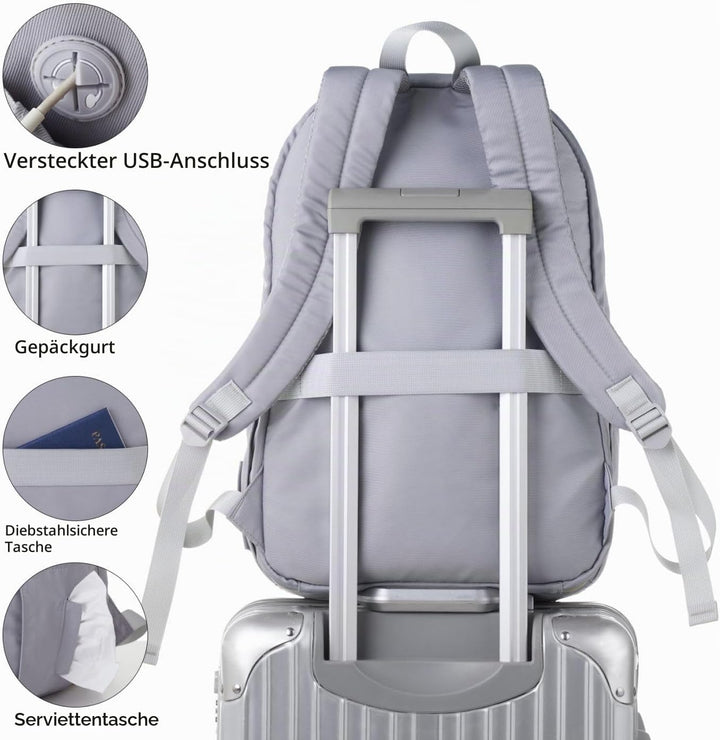 Rucksack Damen Arbeit,TSA-freundlicher Reise Laptop Rucksack für Freizeit Job Business mit USB Ladea